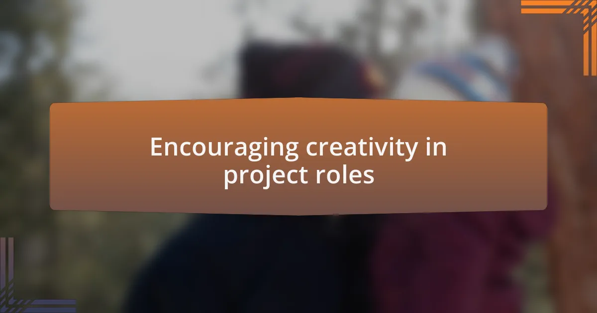 Encouraging creativity in project roles