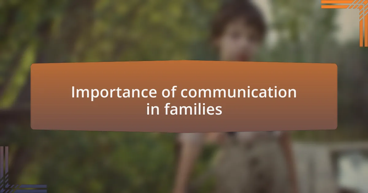 Importance of communication in families