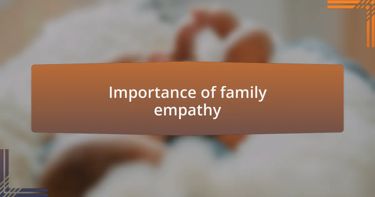 Importance of family empathy