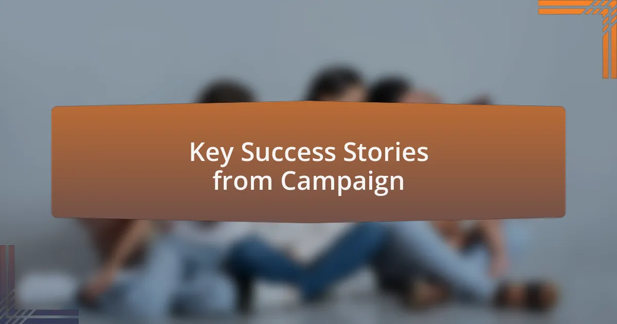 Key Success Stories from Campaign