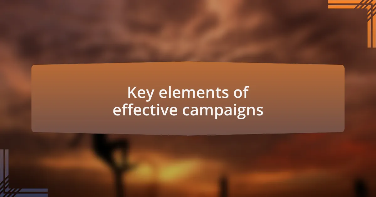 Key elements of effective campaigns