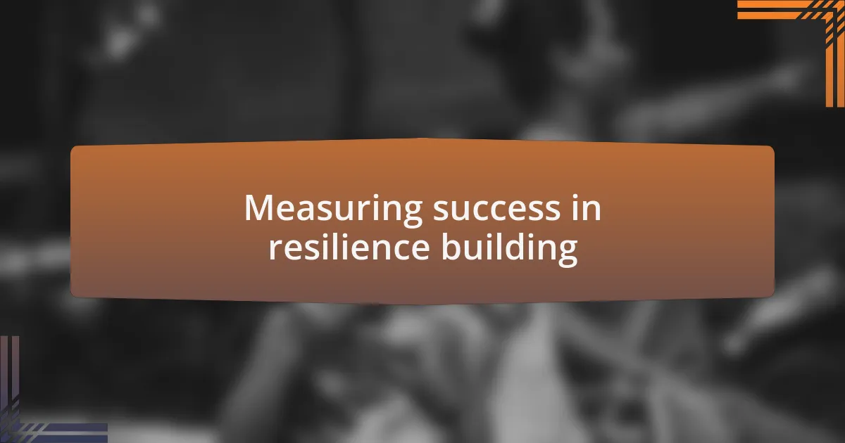 Measuring success in resilience building