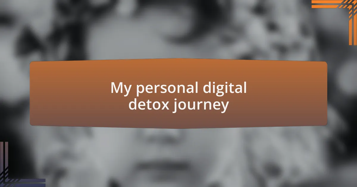 My personal digital detox journey
