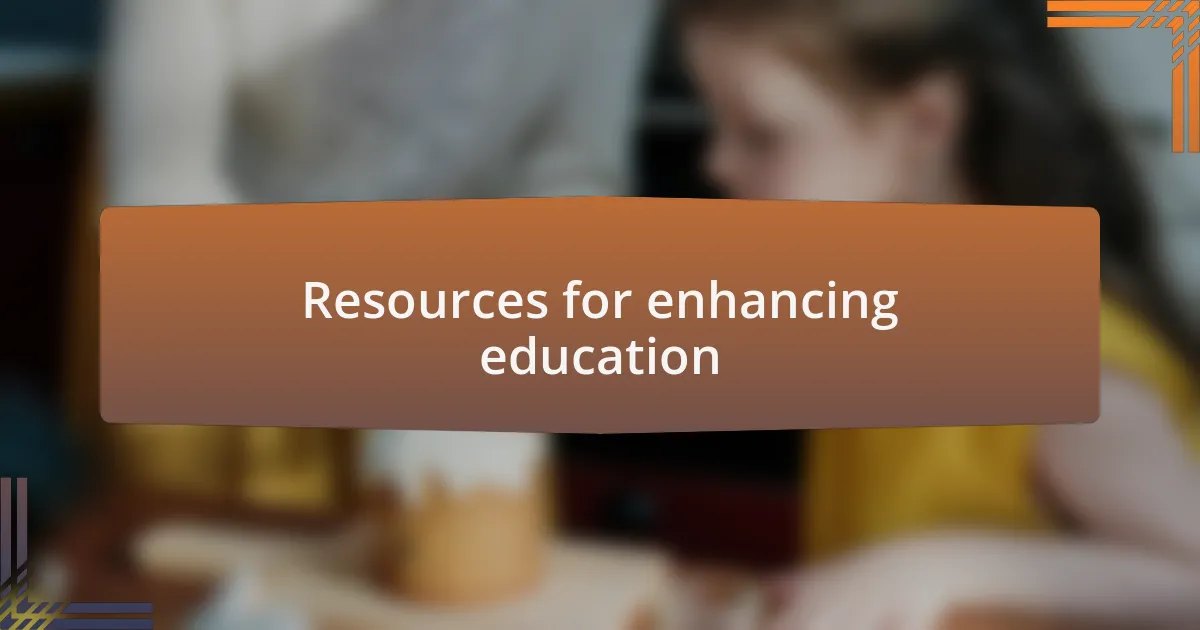 Resources for enhancing education