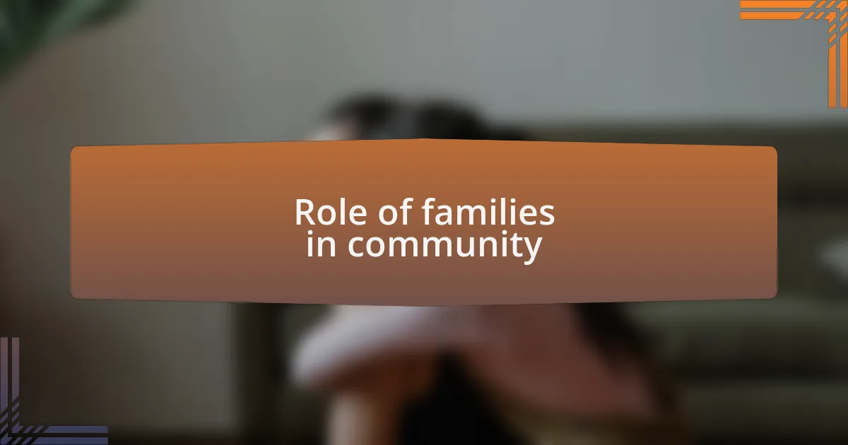 Role of families in community