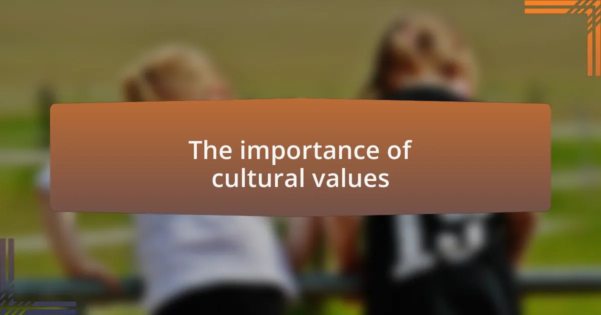 The importance of cultural values