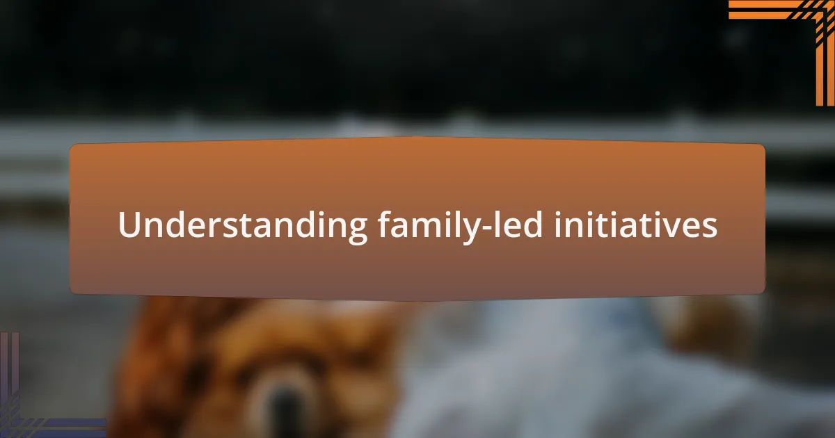 Understanding family-led initiatives