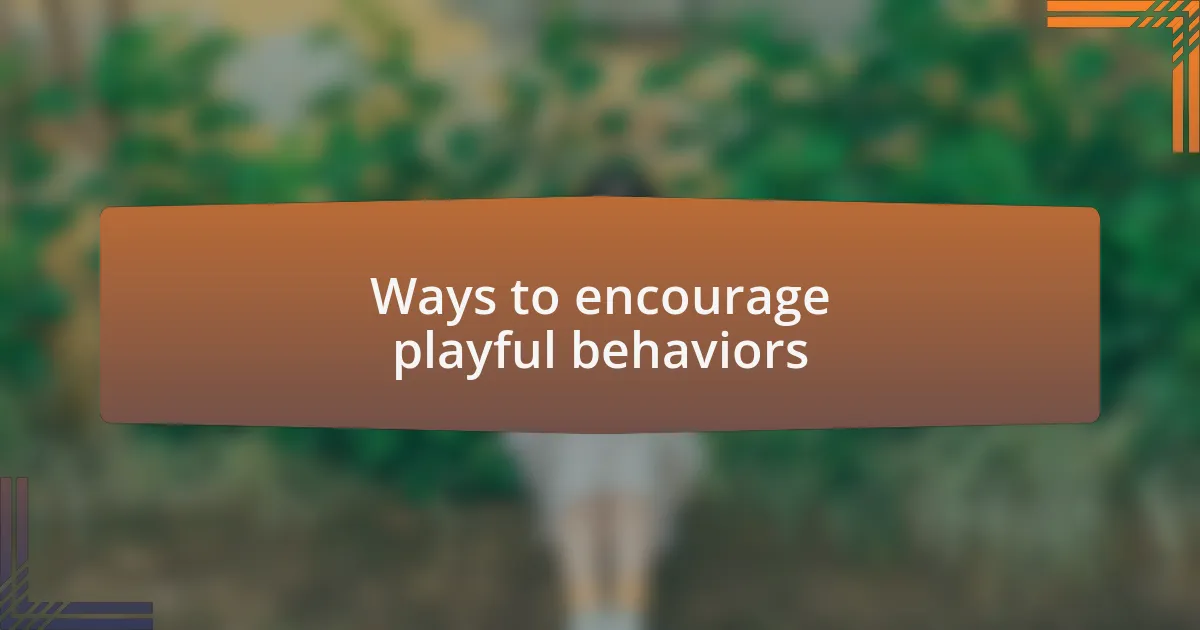 Ways to encourage playful behaviors